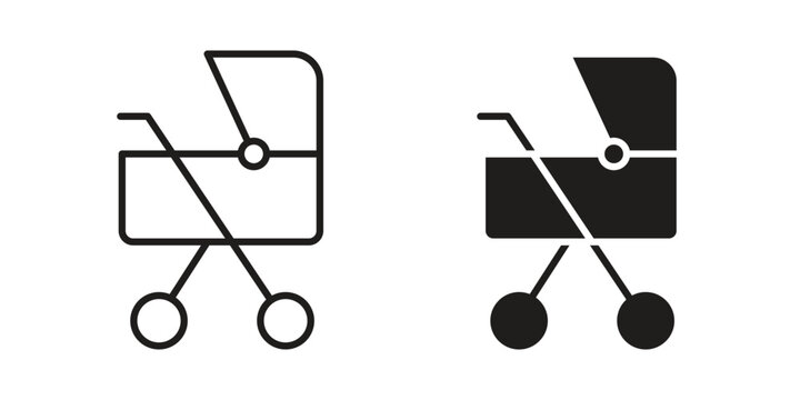 Baby carriage icon symbol, logo illustration. Vector graphics web design.