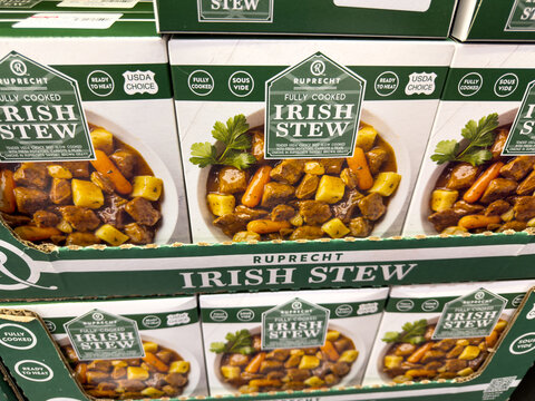 Ruprecht Fully Cooked Irish Stew Meal Boxes Frozen Food Costco Display