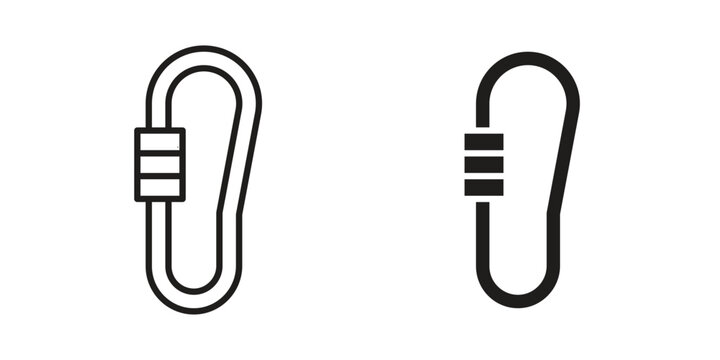 Carabiner icon symbol, logo illustration. Vector graphics web design.