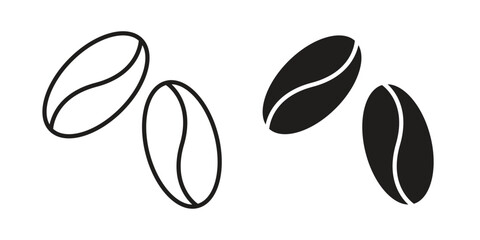 Fototapeta premium Coffee beans icon symbol, logo illustration. Vector graphics web design.