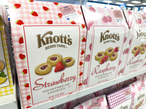 Knott&rsquo;s Berry Farm Strawberry Shortbread Cookies Boxes Displayed On Store Shelf