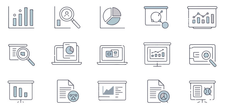 Modern line icons set for business finance healthcare and general purpose use