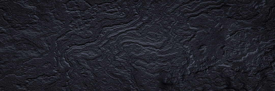 Abstract cooled volcanic lava background. Black basaltic rock surface