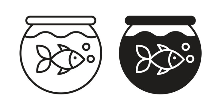 Fish bowl icon symbol, logo illustration. Vector graphics web design.