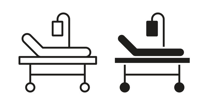 Hospital bed icon symbol, logo illustration. Vector graphics web design.