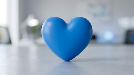 Fototapeta premium A plump 3d heart icon blue on a clean white background with soft shadow showing a simple modern design for digital interfaces and user experience in app design for emotional connection and user engage