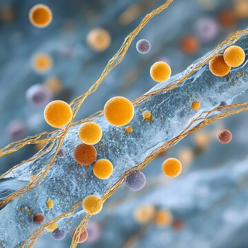fungal infection on dog skin, dermatophyte hyphae and spores on canine epidermis