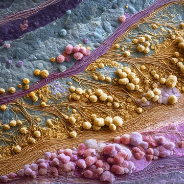 fungal infection on cat skin, dermatophyte hyphae and spores on feline epidermis,