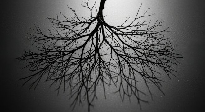 Bare Tree Silhouette Against Full Moon in Dramatic Black and White Background