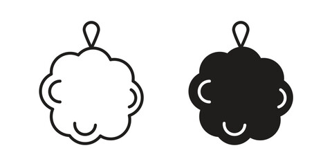 Obraz premium Shower sponge ball icon symbol, logo illustration. Vector graphics web design.