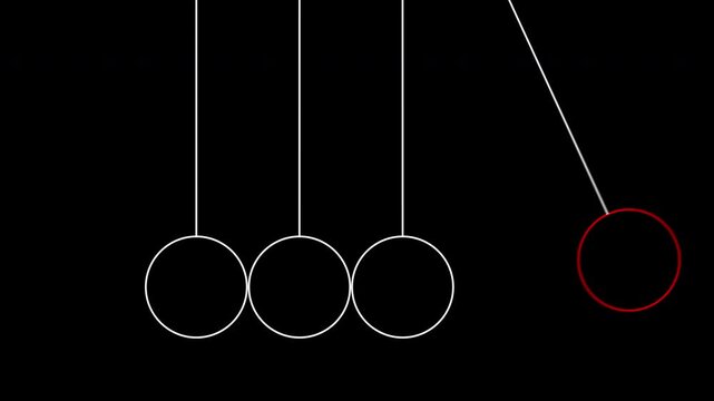 Newton's Cradle Abstract Pendulum Balls on Black Background