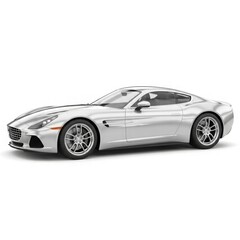 Fototapeta premium Sleek Silver Car: A modern silver automobile stands as a symbol of speed, luxury, and innovative transport. A vehicle designed for peak performance and visual impact. 