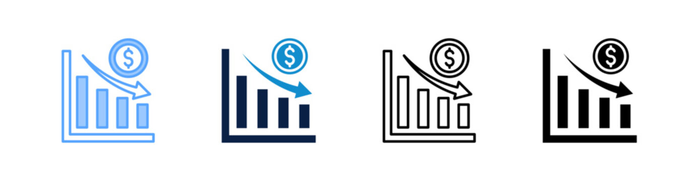 Depreciation Multiple Style Icon Set Collection 