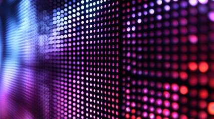Fototapeta premium Abstract LED screen texture with glowing purple and red bokeh dots