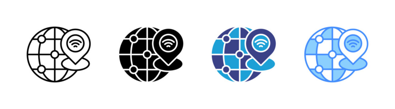 Dynamic Ip Address icon set multiple style collection