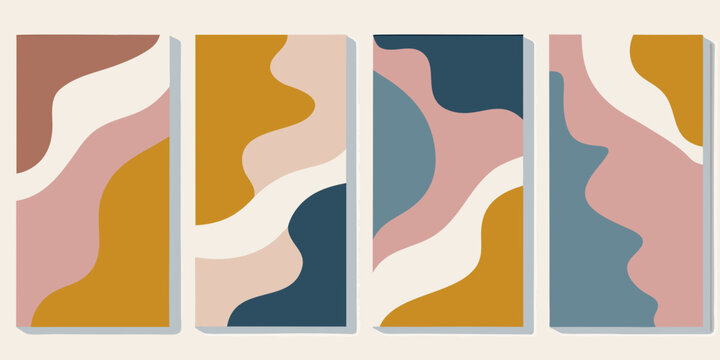 Abstract geometric art with flowing shapes and a muted color palette