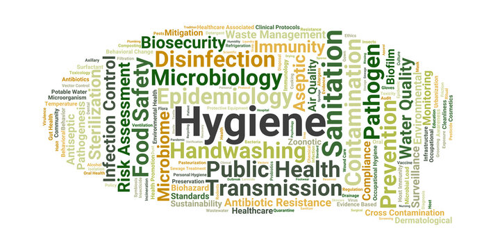 Hygiene Word Cloud. Core Concepts in Infection Control and Sanitation