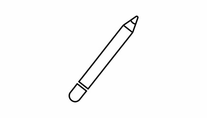 Obraz premium Simple Outline Drawing of a Pencil on White Background