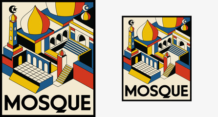 Fototapeta premium mosque bauhaus poster aesthetic interior design ornament