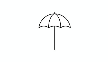 Fototapeta premium Simple Line Art Umbrella Icon Isolated on White Background