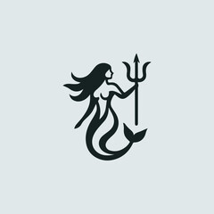 Fototapeta premium Mermaid Trident Logo