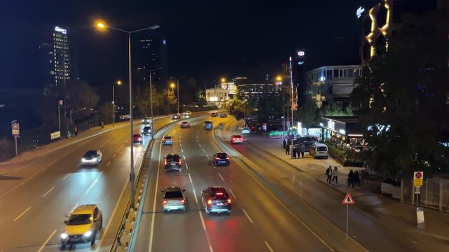 Bakirkoy District, Kennedy Street (Turkish: Kennedy Caddesi) at night in Istanbul, Turkey. (4K video)