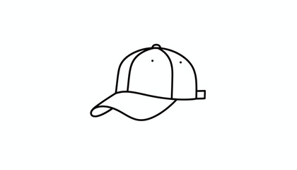 Fototapeta premium Simple Line Art Icon of a Baseball Cap, Minimalist Headwear Design