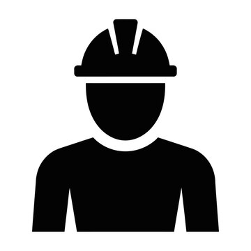 Vector of a construction worker wearing a hard hat
