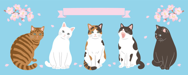 桜と猫のヘッダーデザイン © Spiharu