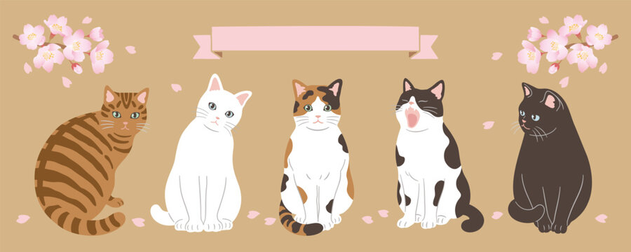 桜と猫のヘッダーデザイン