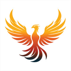 majestic phoenix vector silhouette outline logo design  concept illustration idea
