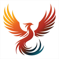 Fototapeta premium majestic phoenix vector silhouette outline logo design concept illustration idea