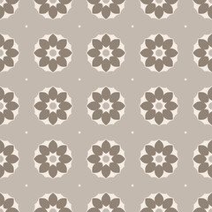 Fototapeta premium Seamless floral pattern with geometric shapes in neutral tones