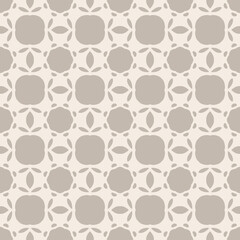 Fototapeta premium Seamless geometric pattern with abstract floral shapes in neutral tones