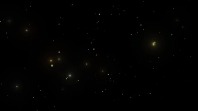 A mesmerizing cosmic display fills the vast expanse of deep space, featuring countless tiny, luminous white and golden particles scattered across a profound black backdrop, evoking the awe-inspiring b