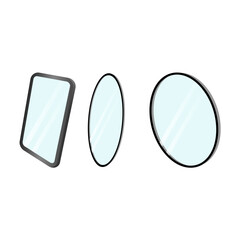 Obraz premium Set of Modern Isometric Mirrors with Round Oval and Square Frames