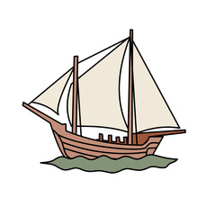 Wooden Sailing Ship Illustration © Niza