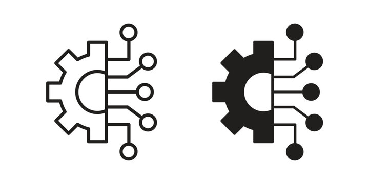 Digital technology gear icon logo concept on white background. Suitable for use on web apps
