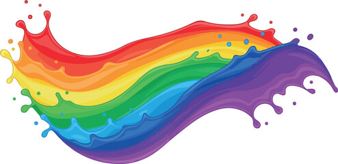 Abstract rainbow splash with vibrant colors and dynamic fluid motion, representing diversity and pride