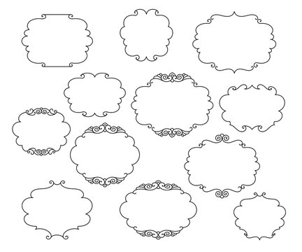 Set of vector retro frames with place for text linear design  . From the largest and best collection of frames.