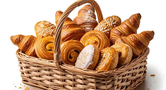 Fresh Buttery Croissants in Wicker Basket
croissant,croissants,frenchpastry,pastry,