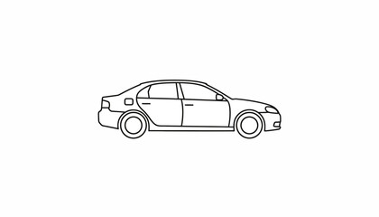 Fototapeta premium Simple Line Drawing of a Sedan Car, Minimalist Automotive Illustration