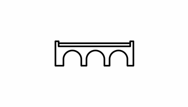 Simple Arch Bridge Icon, Minimalist Line Art, Architectural Element