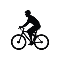 Fototapeta premium Cyclist Silhouette on Plain White Background