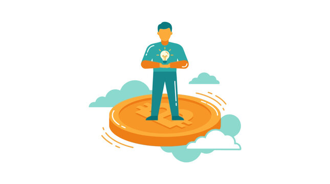 Man On Top Gold Coin Idea Bulb High Gain Pro Plan Best Rich Goal Aim