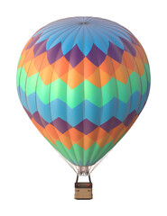 Fototapeta premium Colorful Hot Air Balloon with Chevron Pattern on White Background 3D Render