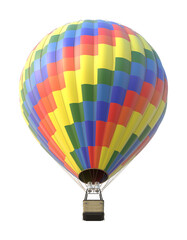 Fototapeta premium Colorful Rainbow Hot Air Balloon with Checkered Pattern on White Background 3D Render