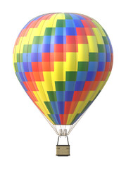 Fototapeta premium Colorful Rainbow Hot Air Balloon with Checkered Pattern on White Background 3D Render