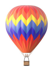 Fototapeta premium Colorful Hot Air Balloon with Chevron Pattern on White Background 3D Render