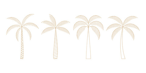 Obraz premium Brown palm trees on white background silhouette tropical